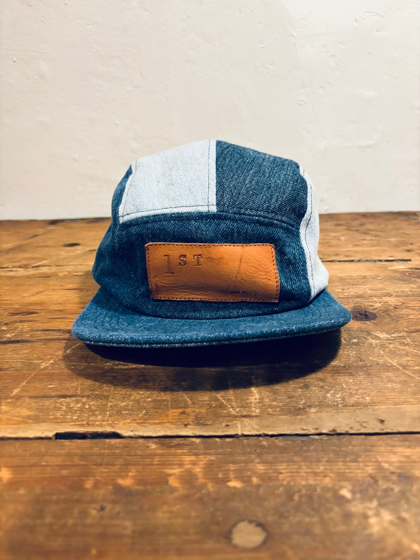 Denim Color-Block hat / Upcycled