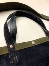 Cross Body Denim Leather Tote Bag / Patchwork