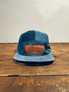 Denim Color-Block hat / Upcycled