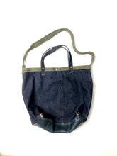 Cross Body Denim Leather Tote Bag