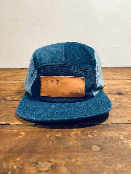 Denim Color-Block hat / Upcycled
