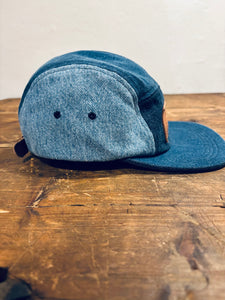 Denim Color-Block hat / Upcycled