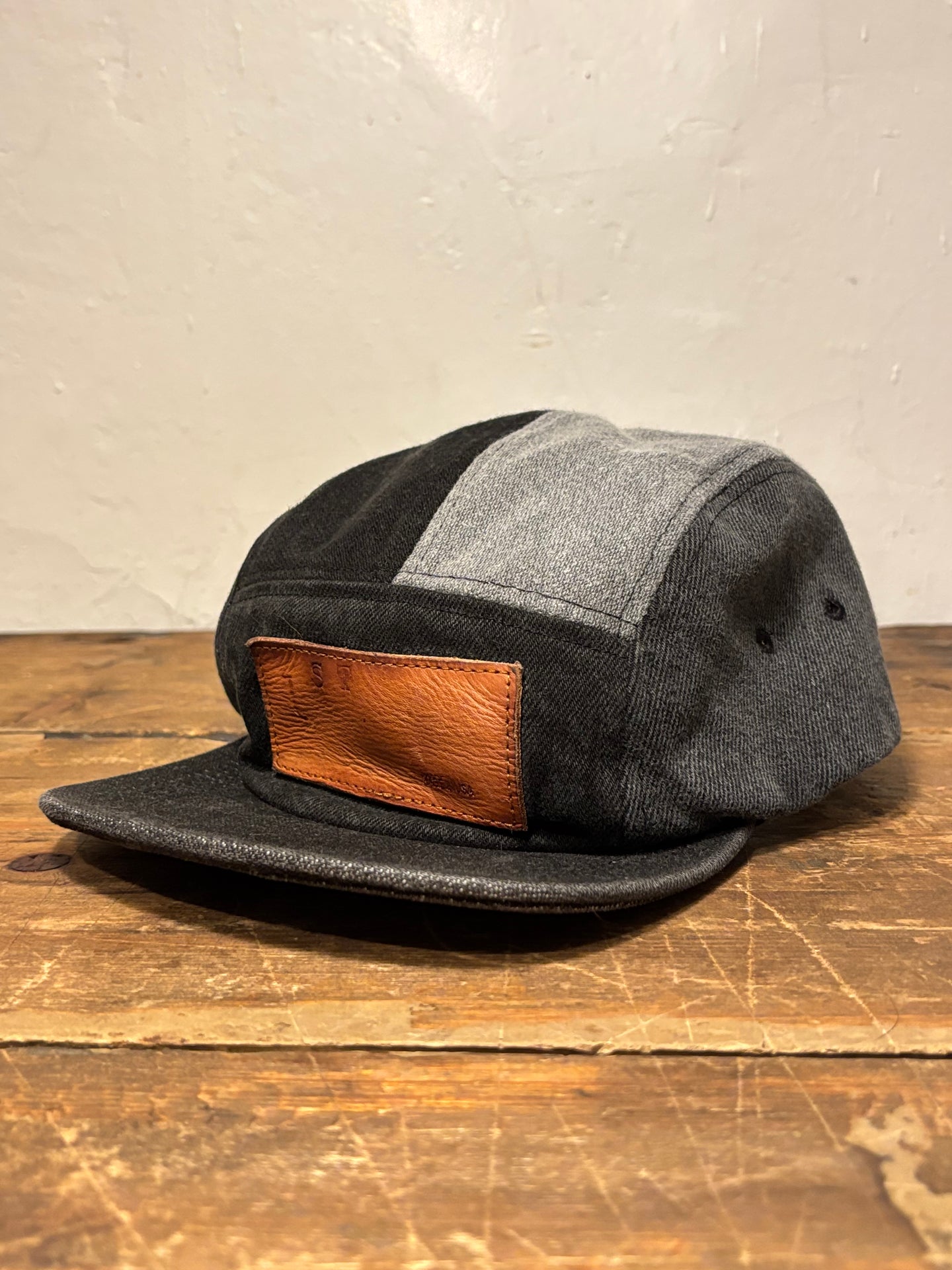 Denim Color-Block hat / Upcycled